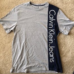 Men Grey/Navy Blue Calvin Klein Jeans T-Shirt